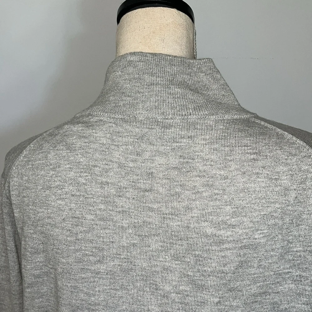 J Crew Mercantile Gray Zip Up Sweater High Collar Large.  Merino Wool Blend.